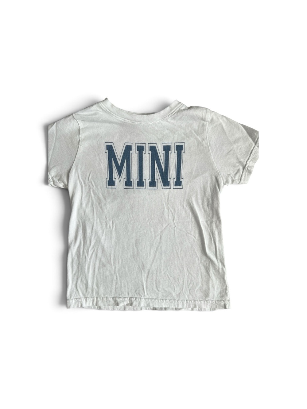 Rabbit Skins White Tee with Blue 'MINI' Graphic 5/6